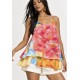 Blusa Aroeira Alça Fina em Viscose com Babados Duplos Estampa Floração de Iúna