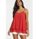 Blusa Aroeira Alça Fina em Viscose com Babados Duplos Coral do Xingu
