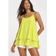 Blusa Aroeira Alça Fina em Viscose com Babados Duplos Verde Jambu