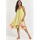 Vestido Curto Itaúna em Viscose com Babados Duplos Estampa Florada de Jambu