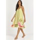 Vestido Curto Itaúna em Viscose com Babados Duplos Estampa Florada de Jambu