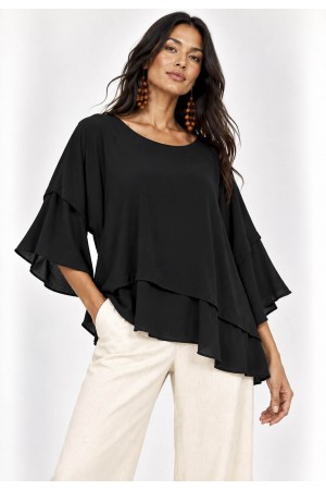 Blusa Ampla Cascata Preta
