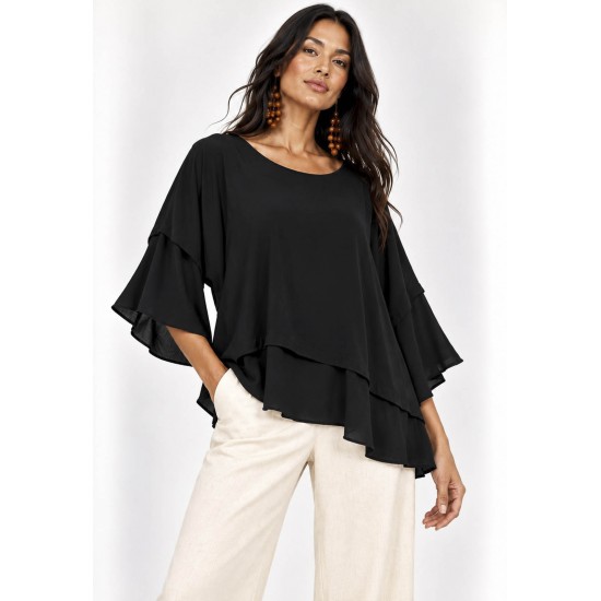 Blusa Ampla Cascata Preta