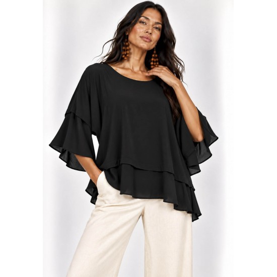 Blusa Ampla Cascata Preta