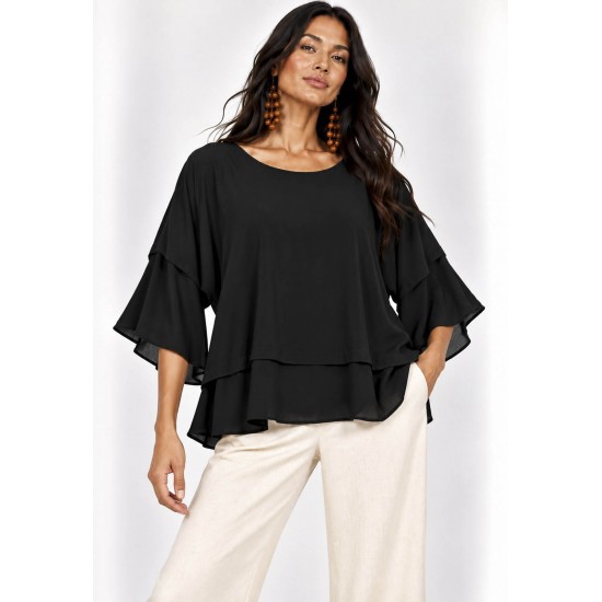 Blusa Ampla Cascata Preta