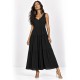 Vestido Regata Longo Peri Viscose Camadas Preto