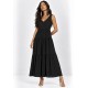 Vestido Regata Longo Peri Viscose Camadas Preto