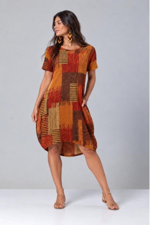 Vestido Curto Malha Amplo Always Estampa Tramas do Sol