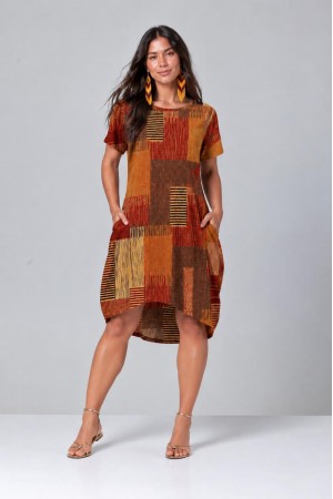 Vestido Curto Malha Amplo Always Estampa Tramas do Sol