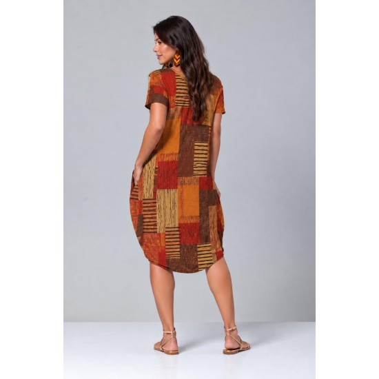 Vestido Curto Malha Amplo Always Estampa Tramas do Sol