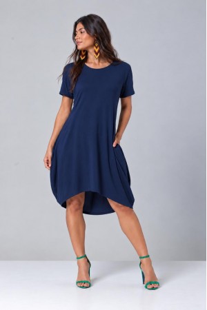 Vestido Curto Malha Amplo Always Azul Marinho