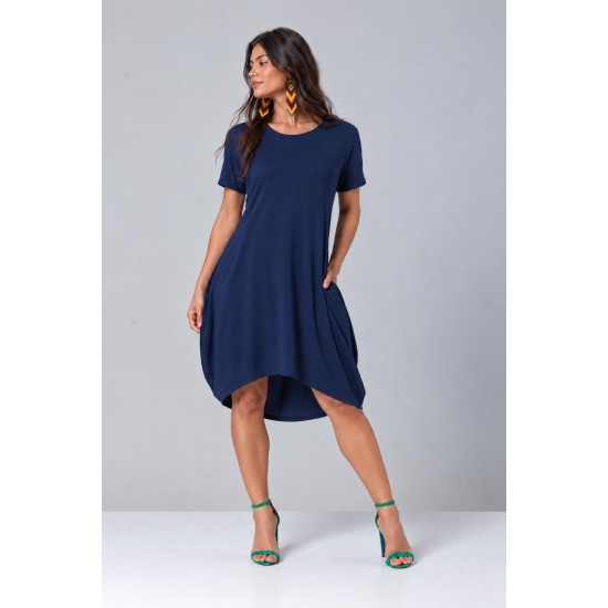 Vestido Curto Malha Amplo Always Azul Marinho