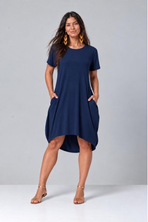 Vestido Curto Malha Amplo Always Azul Marinho
