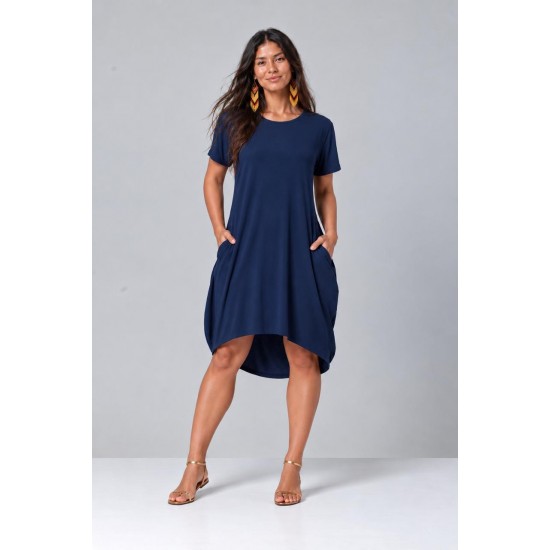 Vestido Curto Malha Amplo Always Azul Marinho