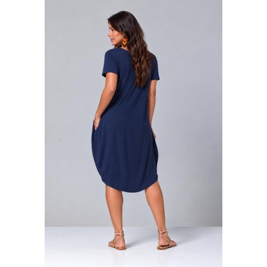 Vestido Curto Malha Amplo Always Azul Marinho