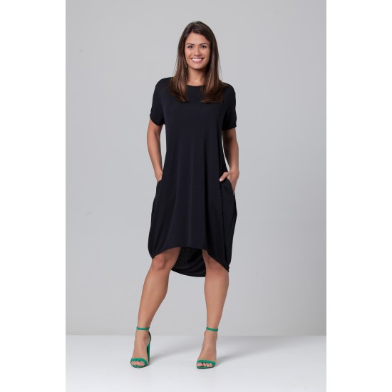 Vestido Curto Malha Amplo Always Preto
