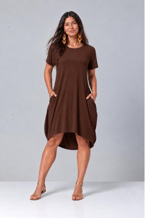 Vestido Curto Malha Amplo Always Marrom
