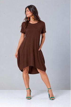 Vestido Curto Malha Amplo Always Marrom