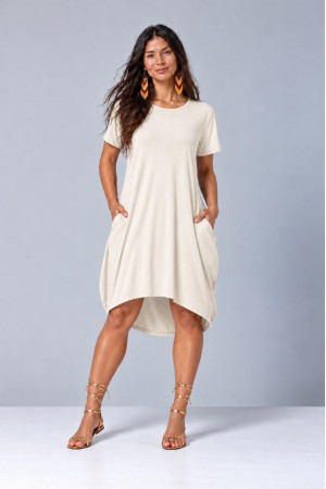Vestido Curto Malha Amplo Always Off White