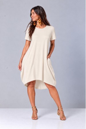 Vestido Curto Malha Amplo Always Off White