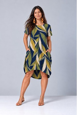 Vestido Curto Malha Amplo Always Selva Azul 