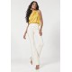 Calça Flare Niara em Malha Off-White Réveillon