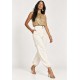 Calça Lisle Cargo em Viscose com Cintura Alta e Bolsos Off-White