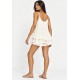 Blusa Aroeira Alça Fina em Viscose com Babados Duplos Off-White Réveillon