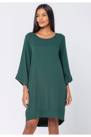 Vestido Curto Viscose Manga Ampla Balli Verde Musgo