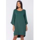 Vestido Curto Viscose Manga Ampla Balli Verde Musgo