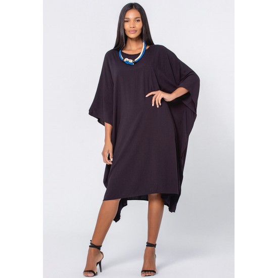 Vestido Kaftan Piracema Viscose Longo Preto