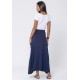 Saia Longa Jussara Malha com Bolso Azul Marinho