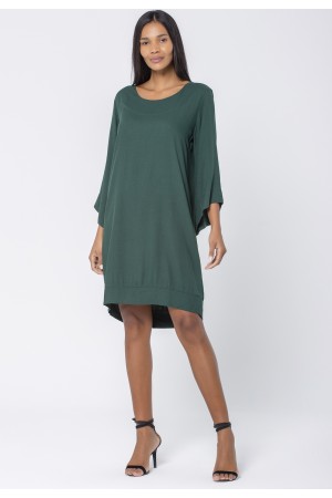 Vestido Curto Viscose Manga Ampla Balli Verde Musgo