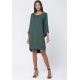 Vestido Curto Viscose Manga Ampla Balli Verde Musgo
