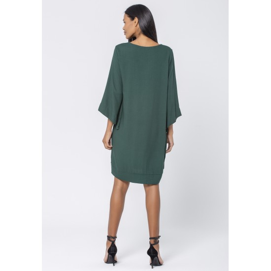 Vestido Curto Viscose Manga Ampla Balli Verde Musgo