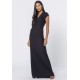 Vestido Coema Longo Malha Detalhe no Busto Preto