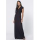 Vestido Coema Longo Malha Detalhe no Busto Preto