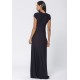 Vestido Coema Longo Malha Detalhe no Busto Preto