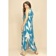Vestido Longo Acará Malha Estampa Geométrico Blue