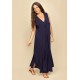Vestido Longo Acará Malha Azul Marinho