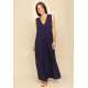 Vestido Longo Acará Malha Azul Marinho