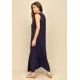 Vestido Longo Acará Malha Azul Marinho