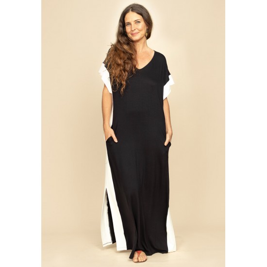 Vestido Bicolor Nheengatu Malha Preto e Branco