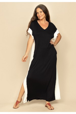 Vestido Bicolor Nheengatu Malha Preto e Branco