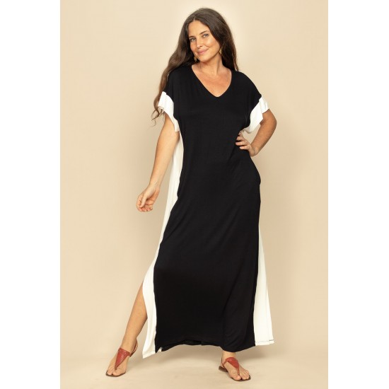 Vestido Bicolor Nheengatu Malha Preto e Branco