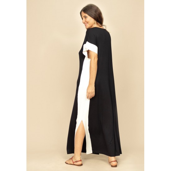 Vestido Bicolor Nheengatu Malha Preto e Branco