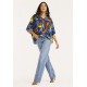 Blusa Gola V Manga Curta Estampa Maré Vibrante
