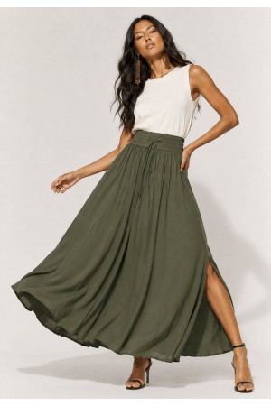 Saia Longa Viscose Verde Militar