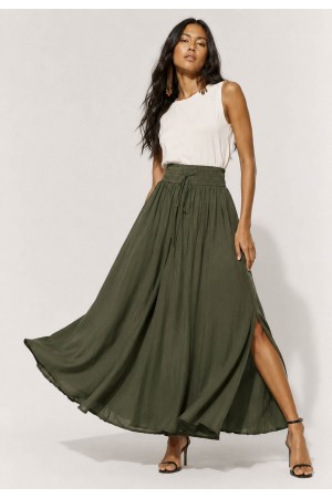 Saia Longa Viscose Verde Militar