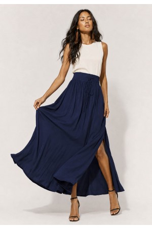 Saia Longa Viscose Azul